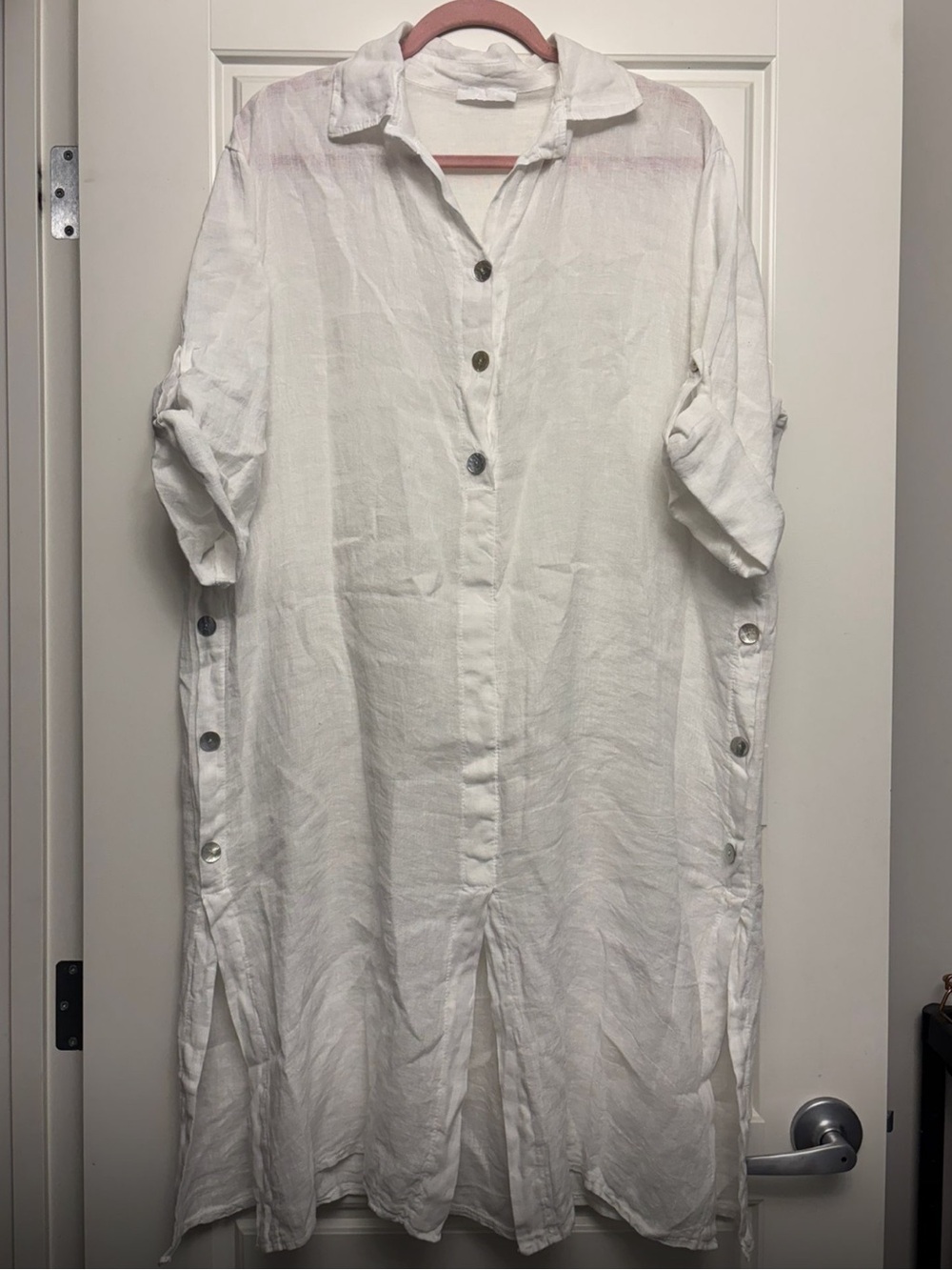 Lightweight White Button-Front Tunic Dress